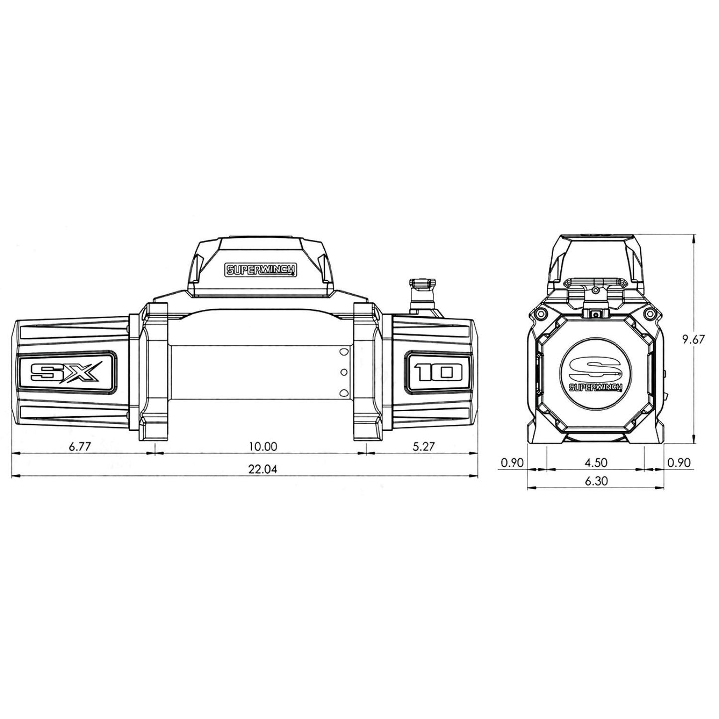 SX10SR Winch 10K with Synthetic Rope