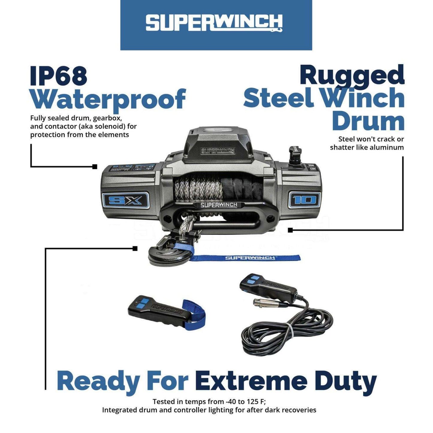 SX10SR Winch 10K with Synthetic Rope