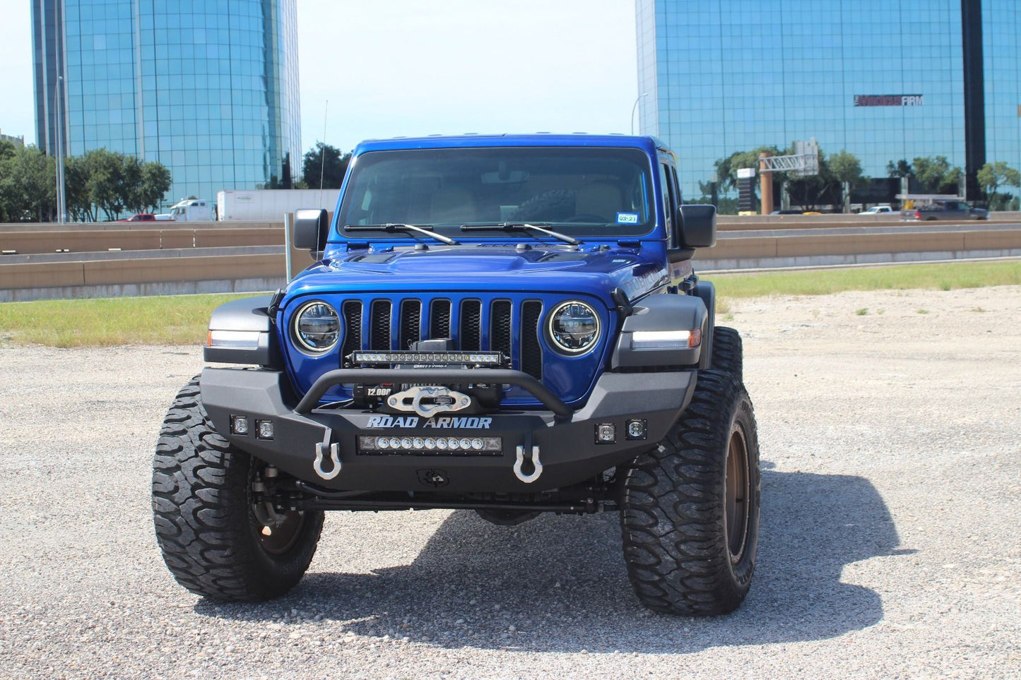 Road Armor JL/JT Rubicon Stealth Front Winch Bumper Sheetmetal Bar Guard Full Width RUBICON - Texture Black